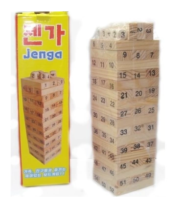 Juego De Mesa Jenga Yenga En Madera 54 Fichas 3 Dados