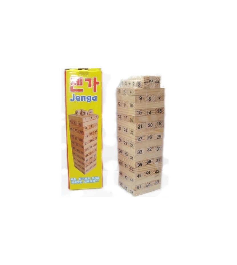 Juego De Mesa Jenga Yenga En Madera 54 Fichas 3 Dados - VALMARA