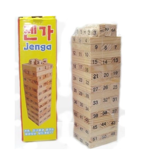 Juego De Mesa Jenga Yenga En Madera 54 Fichas 3 Dados