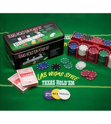 Set De Poker 200 Chips Fichas 2 Barajas Decks 1 Dealer 1 Blind