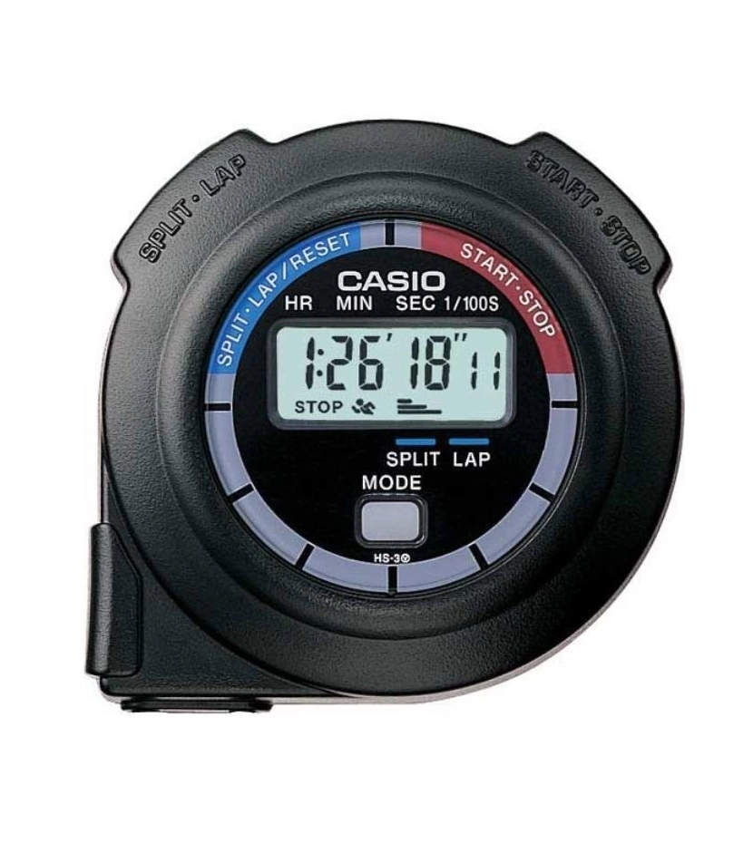 Cronometro Para Deportes Casio Original Hs-3 Basic Trainer 1/100Seg - VALMARA