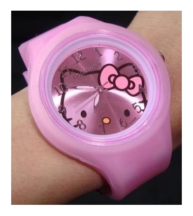 Reloj De Goma Silicona Hello Kitty Para Mujeres Y Niñas Manecillas