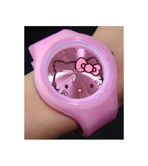 Reloj De Goma Silicona Hello Kitty Para Mujeres Y Niñas Manecillas