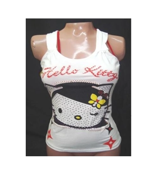 Blusas Camiseta Tiras Esqueleto Hello Kitty Con Piedras Brillantes