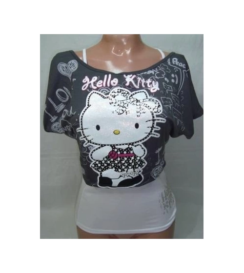 Blusas Camisetas Manga Corta Hello Kitty Con Estampado Y Piedras Brillantes