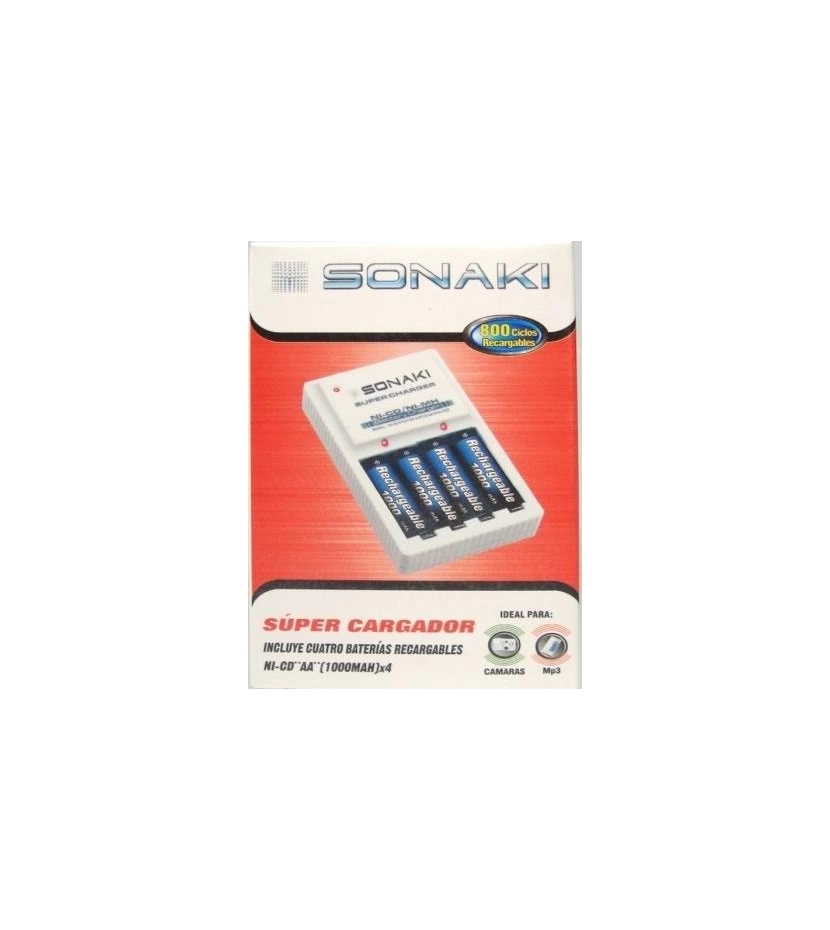 Cargador Aa Y Aaa + 4 Baterias Recargables Aa 1000Mah Sonaki - VALMARA