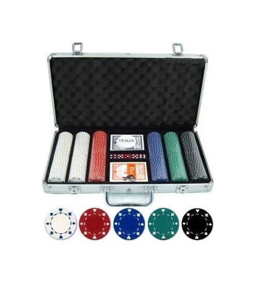 Maletin Aluminio Set De Poker 300 Chips Fichas 11,5Gr Decks Barajas