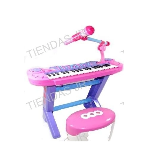 Organeta Teclado Rosada Piano Niñas Con Mesa Microfono 37 Tecclas