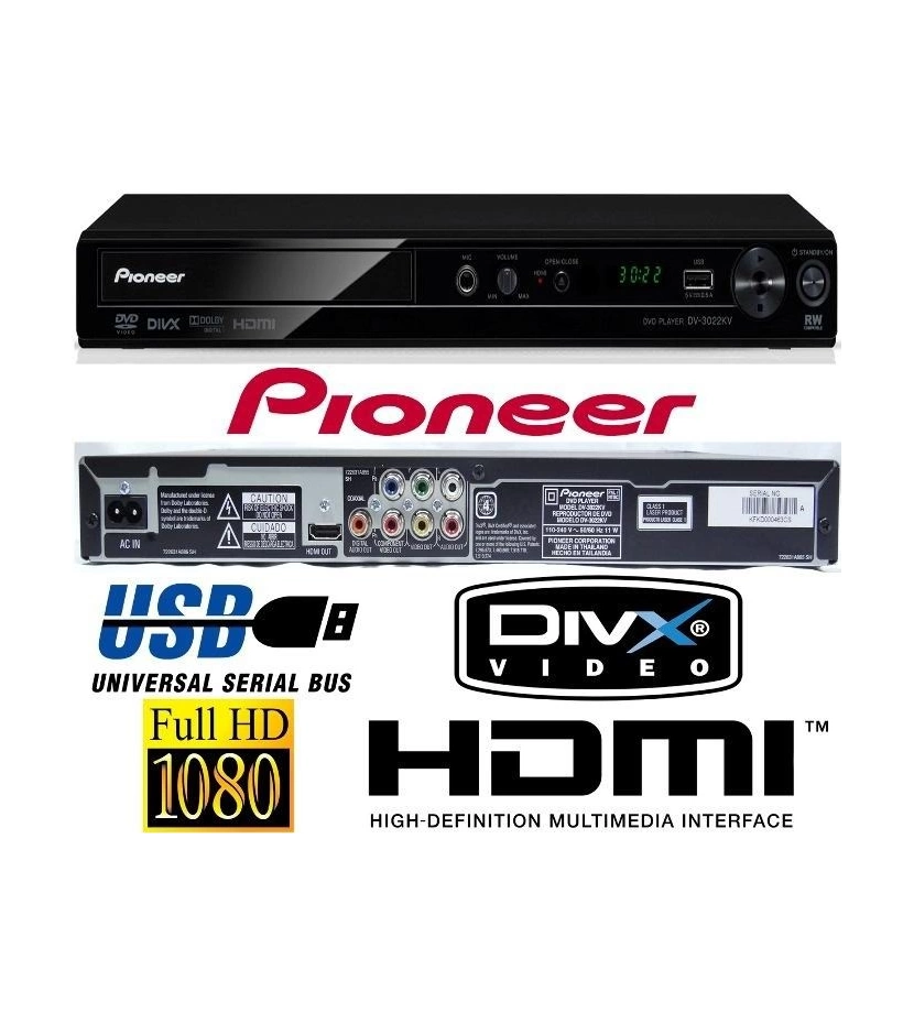 Reproductor Dvd Hdmi Full Hd 1080 Usb Divx Pioneer Dv-3022Kv - VALMARA