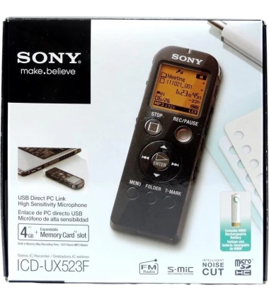 Grabadoras De Voz Periodista Sony Icd-Ux523 1000H 4Gb Fm Recargable