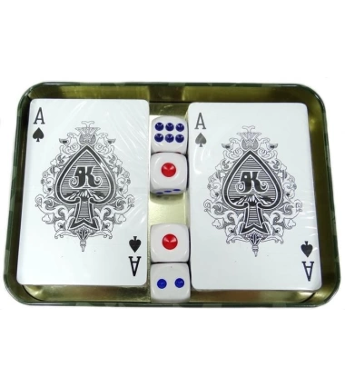 Cartas De Poker 2 Barajas + Dados + Estuche Plastificadas