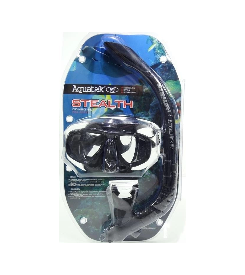 Kit Combo Gafas Careta Y Esnorkel Snorkel Buceo Aquatek Stealth - VALMARA