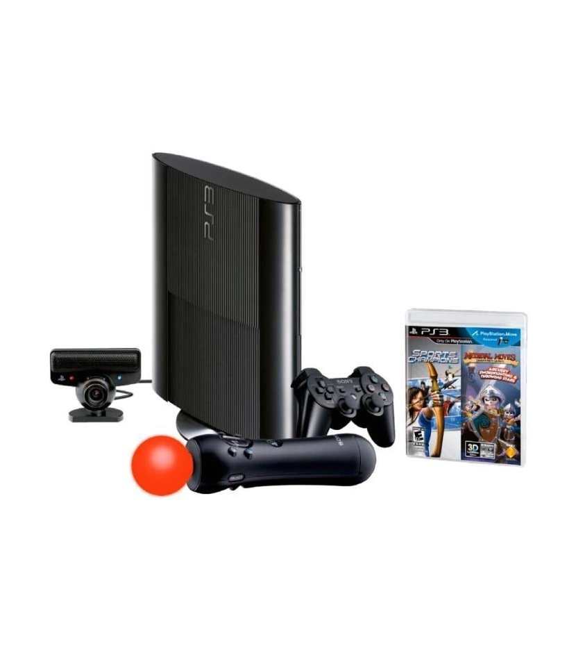 Consola Playstation 3 Ultra Slim 250Gb + Kit Move + 1 Control + 2 Juegos - VALMARA
