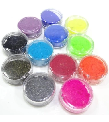 12 Polvos Terciopelo Colores Para Decoracion De Uñas + Esmalte Adhesivo