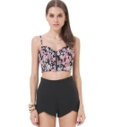 Chaleco Crop Top Floral Con Cremallera Disponible Talla M - VALMARA