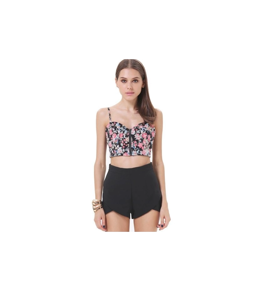 Chaleco Crop Top Floral Con Cremallera Disponible Talla M - VALMARA