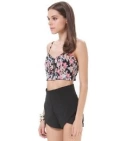 Chaleco Crop Top Floral Con Cremallera Disponible Talla M - VALMARA