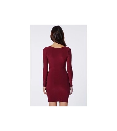 Vestido Corto Asimetrico Vinotinto Disponible Talla M