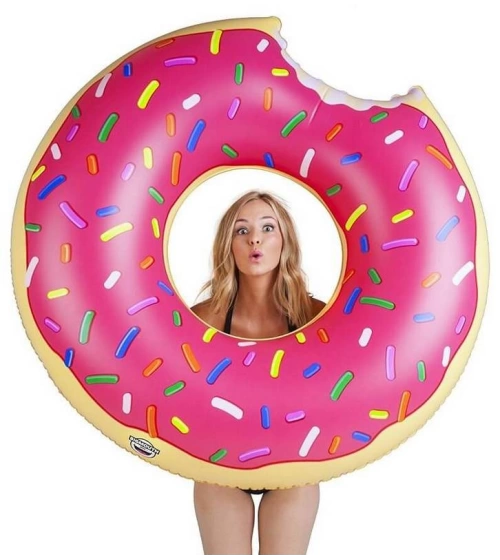 Inflable Flotador Para Piscina Donut Con Mordisco De Fresa O Chocolate 120 Cm