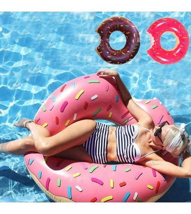 Inflable Flotador Para Piscina Donut Con Mordisco De Fresa O Chocolate 120 Cm