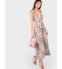 Vestido Asimétrico Espalda Cruzado Tela Estampada Floral Rosas - VALMARA