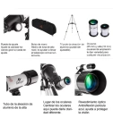 Telescopio Gskyer Az70400 Refractor 70Mm 120X 2 Oculares - VALMARA