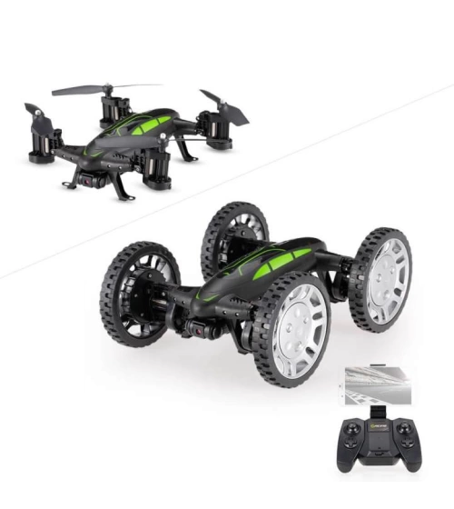 Drone 2 En 1 Carro Y Cuadricóptero Con Camara Wifi Giros 360° Transmisión Directa
