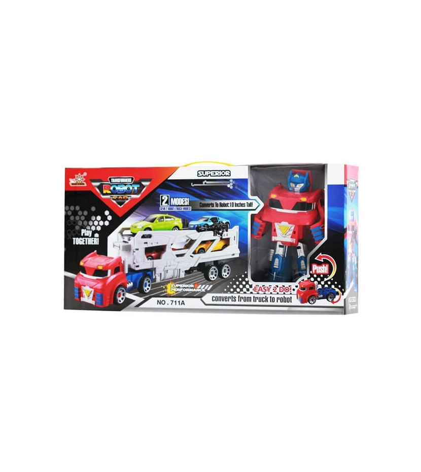 Mula Camion Transformer Robot Optimus Prime Niñera Incluye 4 Autos - VALMARA