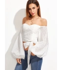 Blusa Cuello Bandeja Con Mangas Farol Color Blanca Talla Xs Disponible - VALMARA