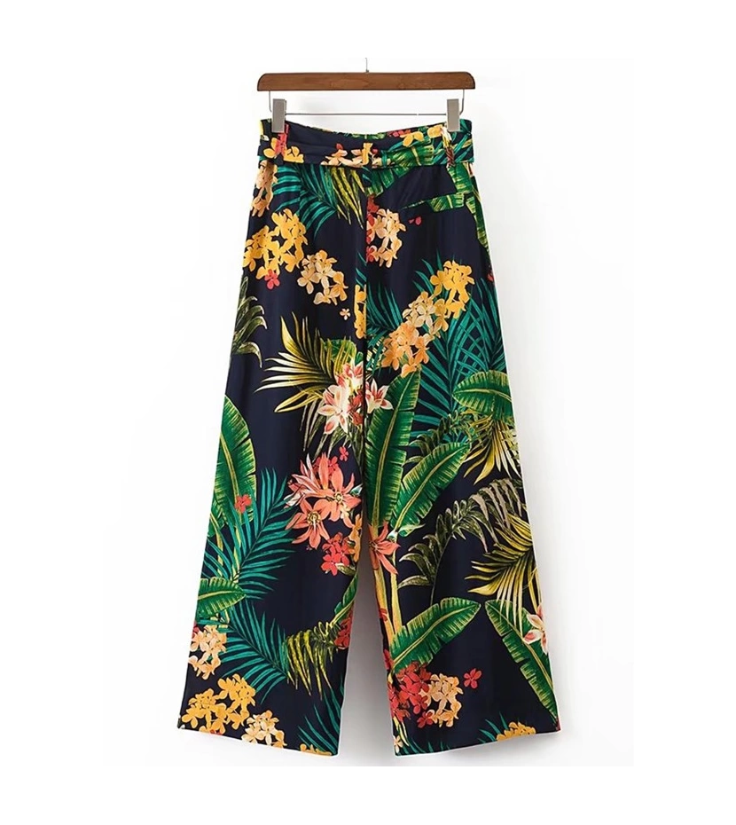 Pantalón Largo Culotte Estampado Floral Tropical Para Mujeres Disponible Talla S - VALMARA