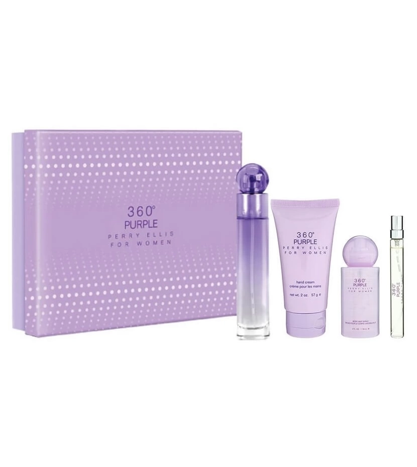 Estuche De 360° Purple De Perry Ellis 4 Pcs Mujer EDP - VALMARA