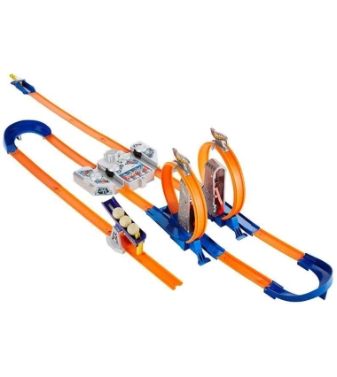 Pista Hot Wheels Track Builder Total Turbo Takeover Motorizada Giros 360°