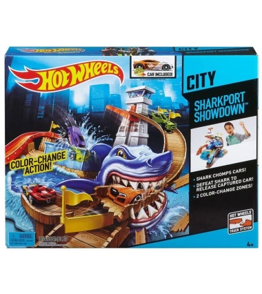 Pista Hot Wheels Tiburon Devorador Color Shifters Sharkport Showdown 1 Carro