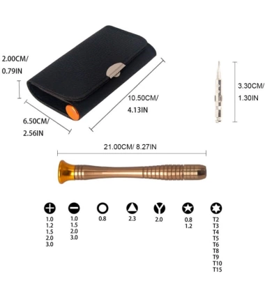 Kit De Destornilladores De Precision Portatil 24 Puntas Estuche En Cuero