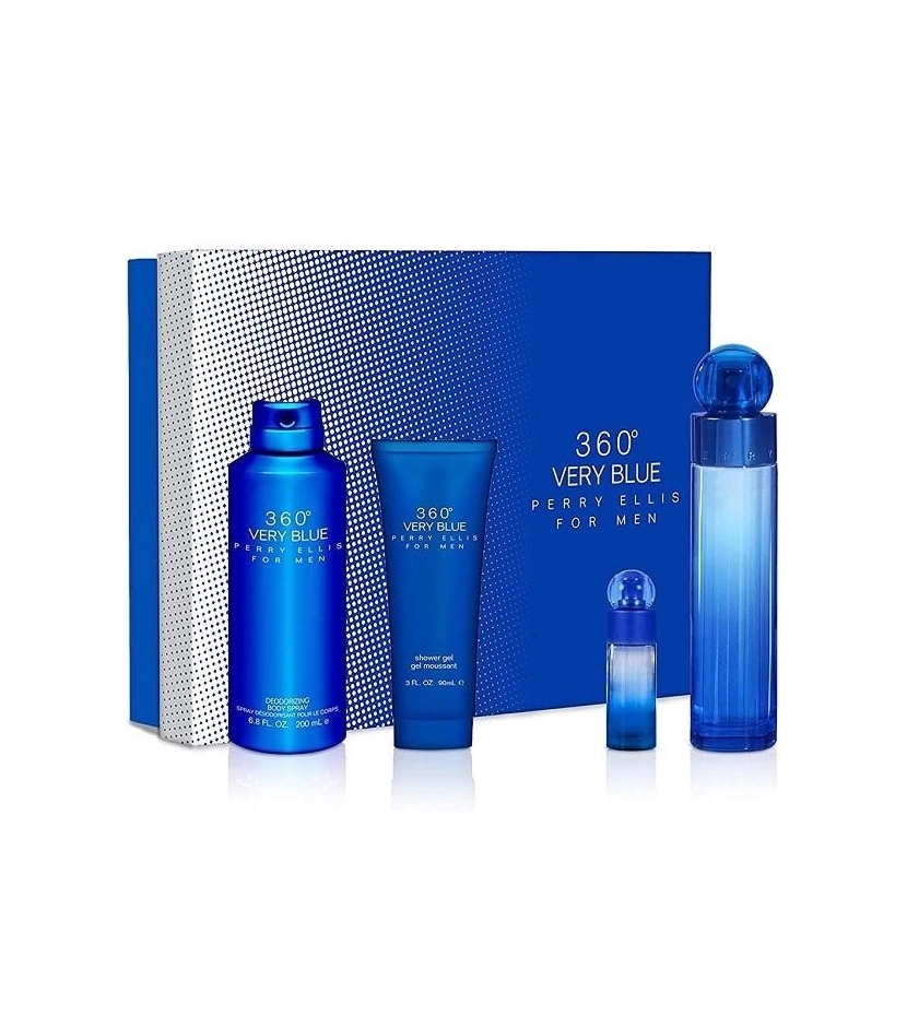 Estuche 360 Very Blue De Perry Ellis Set 4 Pcs Hombre - VALMARA