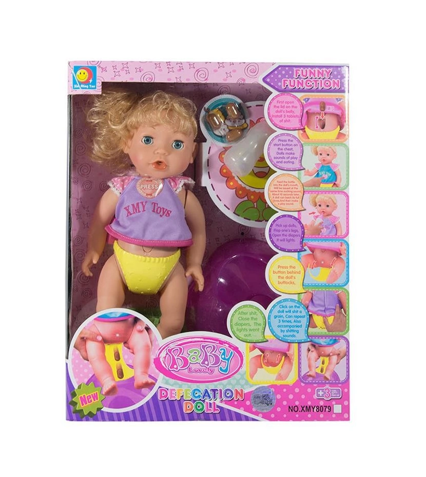 Muñeca Bebe Con Sonidos Hace Popo Baby Lovely + Accesorios - VALMARA