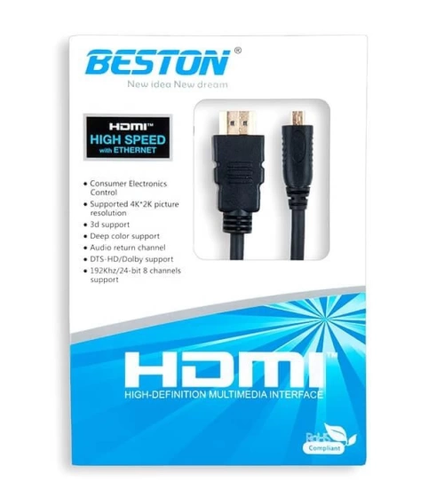 Cable Hdmi A Micro Hdmi Tipo D 1,8M Beston Con Ethernet Compatible Con 2K Y 4K