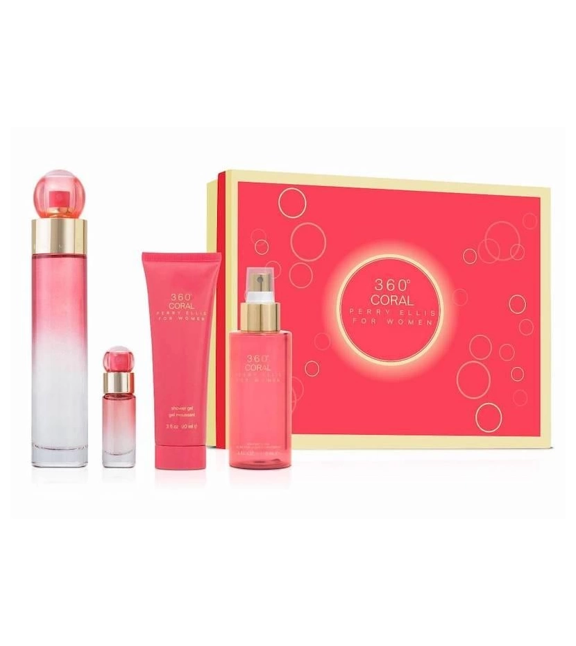 Estuche 360 Coral De Perry Ellis 4 Pcs Mujer EDP - VALMARA