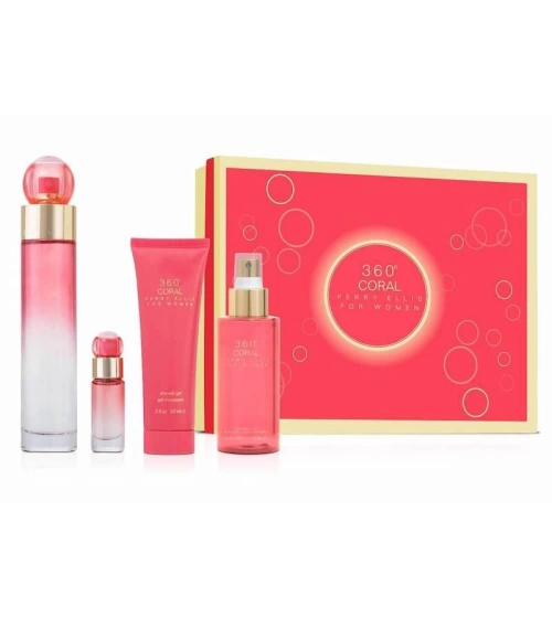 Estuche 360 Coral De Perry Ellis 4 Pcs Mujer EDP