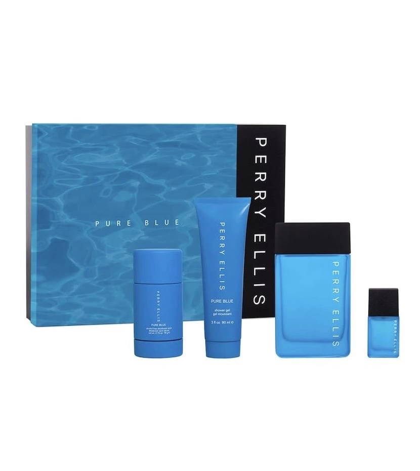 Estuche Pure Blue De Perry Ellis 4 Pcs Hombre EDT - VALMARA