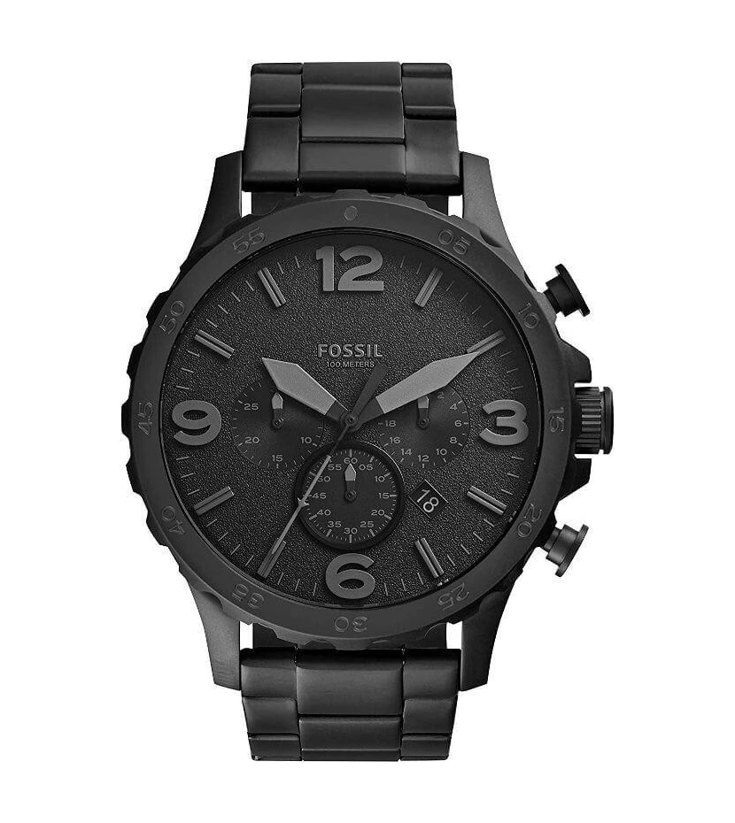 Reloj Fossil Nate Negro Casual Tres Esfera Cronógrafo Jr1401 - VALMARA