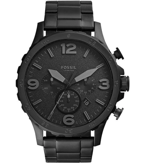 Reloj Fossil Nate Negro Casual Tres Esfera Cronógrafo Jr1401