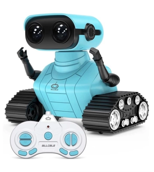 Robot Musical Azul A Control Con Luces Led Allen