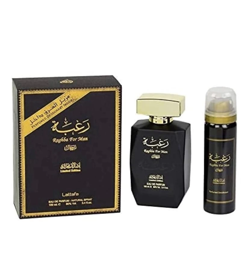 Set Raghba For Men De Lattafa + Desodorante 100 ML Hombre EDP - VALMARA