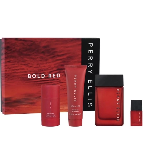 Estuche Bold Red De Perry Ellis 4 Pcs Hombre EDT