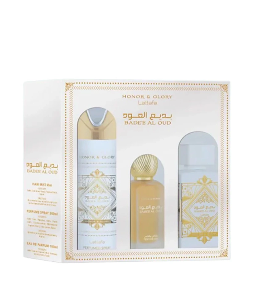 Set Bade'e Al Oud Honor & Glory Lattafa 3 Pcs EDP - VALMARA