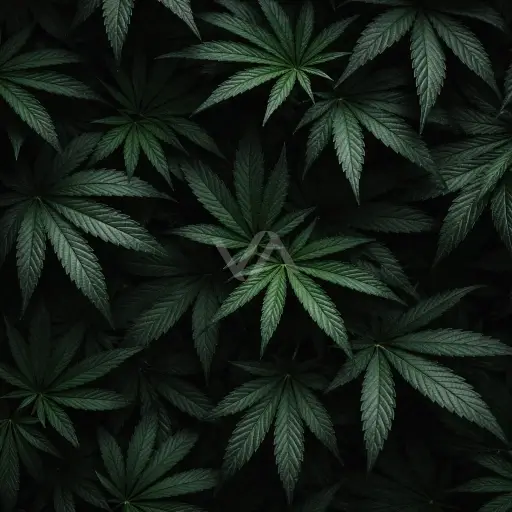 Acorde cannabis representado con hojas verdes oscuras en una composición profunda, herbal y terrosa.